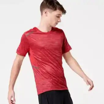 Decathlon Camiseta manga corta running kalenji run dry + rojo jaspeado oferta
