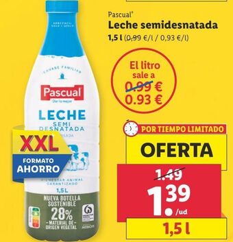 Lidl Leche semidesnatada pascual oferta