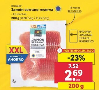 Lidl Jamón serrano realvalle oferta