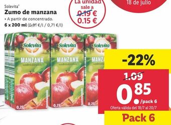 Lidl Zumo de manzana solevita oferta