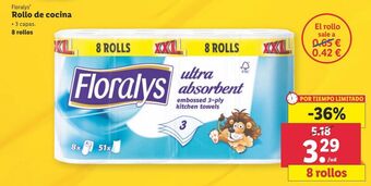 Lidl Papel de cocina floralys oferta