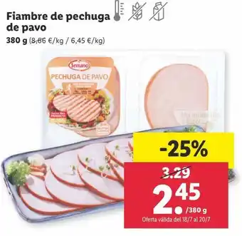 Lidl Fiambre de pavo oferta