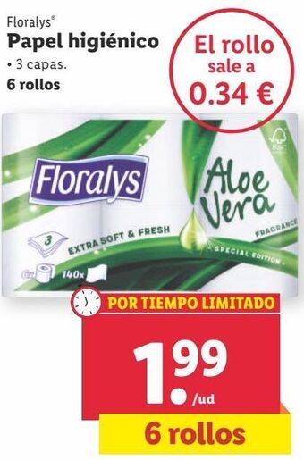 Lidl Papel higiénico floralys oferta