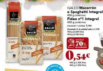 Gadis Gallo Macarrón O Spaghetti Integral Fideo N°1 Integral oferta