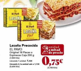 Gadis Lasaña Precocida El Pavo oferta