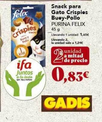 Gadis Snack Para Gato Crispies Buey-pollo Purina Felix oferta