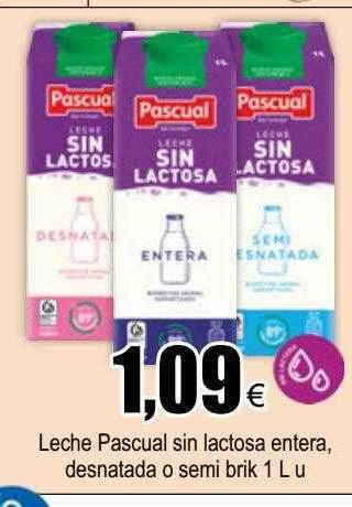 FROIZ Leche Pascual Sin Lactosa Entera Desnatada O Semi oferta