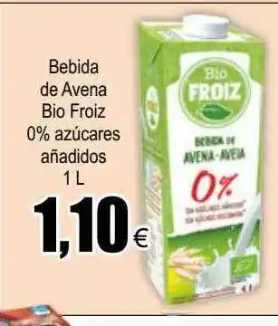 FROIZ Bebida De Avena Bio Froiz 0% Azucares Añadidos oferta