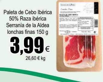 FROIZ Paleta De Cebo Ibérica 50% Raza Ibérica Serrania De La Aldea Lonchas Finas oferta