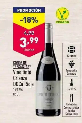 ALDI Conde Tresaguas Vino Tinto Crianza Doca Rioja oferta