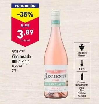 ALDI Reciente Vino Rosado Doca Rioja oferta