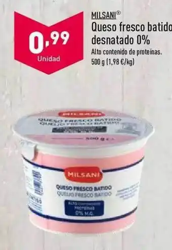 ALDI Milsani Queso Fresco Batido Desnatado 0% oferta
