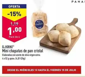 ALDI El Horno Mini Chapatas De Pan Cristal oferta