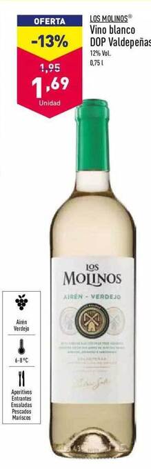 ALDI Los Molinos Vino Blanco Dop Valdepeñas oferta