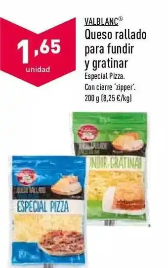 ALDI Valblanc Queso Rallado Para Fundir Y Gratinar oferta