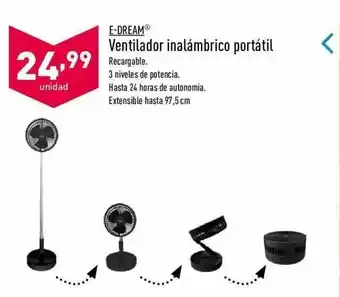 ALDI E-dream Ventilador Inalámbrico Portátil oferta