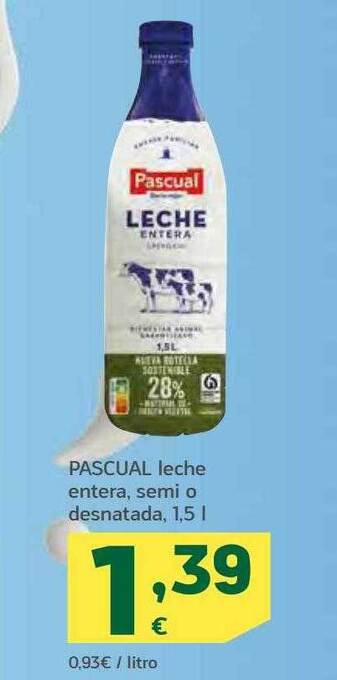 HiperDino Pascual Leche Entera Semi O Desnatada oferta