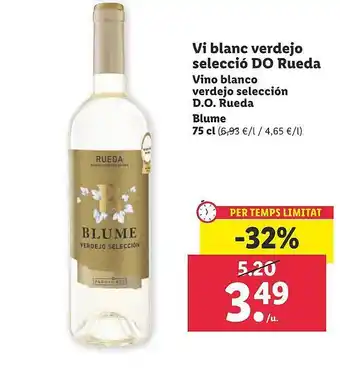 Lidl Vino Blanco Verdejo Selección D.o. Rueda Blume oferta