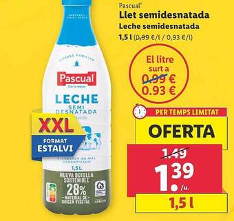 Lidl Pascual Leche Semidesnatada oferta