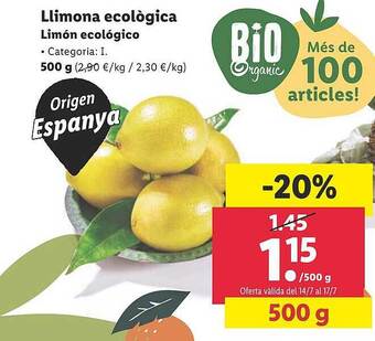 Lidl Limón Ecológico oferta