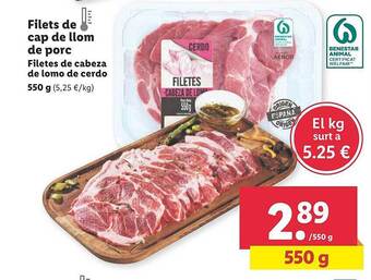 Lidl Filetes De Cabeza De Lomo De Cerdo oferta
