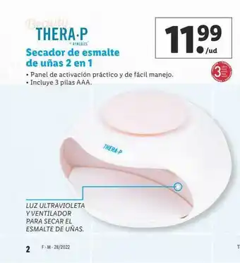 Lidl Thera-p Secador De Esmalte De Uñas 2 En 1 oferta