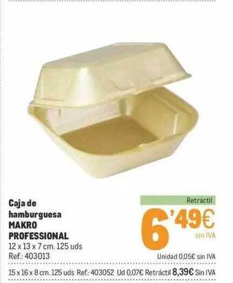 Makro Caja De Hamburguesa Makro Professional oferta
