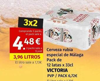Maskom Supermercados Cerveza Rubia Especial De Málaga Pack De 12 Victoria oferta