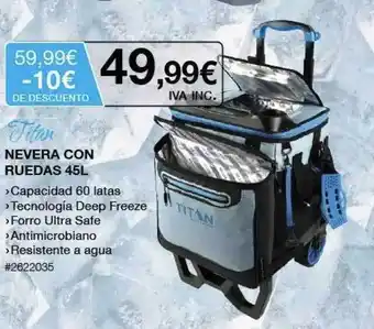 Costco Titan Nevera Con Ruedas 45l oferta