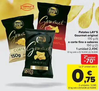 Carrefour Patatas lay's gourmet original o corte fino o sabores oferta