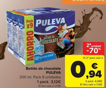 Carrefour Batido de chocolate puleva oferta
