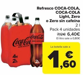 Carrefour Refresco coca-cola, coca-cola light, zero o zero sin cafeína oferta