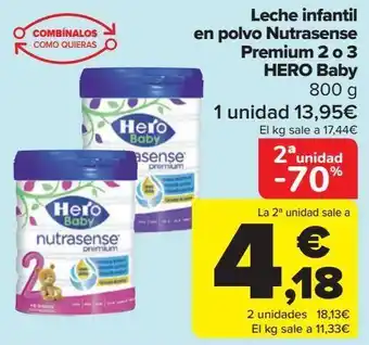 Carrefour Leche infantil en polvo nutrasense premium 2 o 3 hero baby oferta