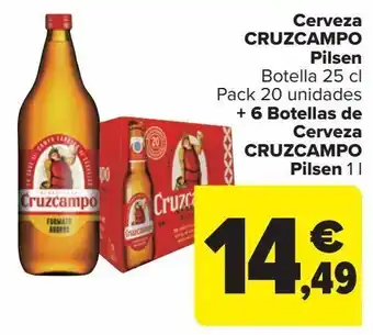 Carrefour Cerveza cruzcampo pilsen + 6 botellas de cerveza cruzcampo pilsen oferta