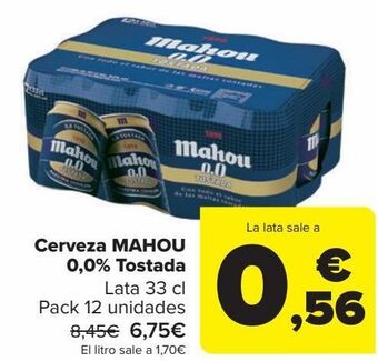 Carrefour Cerveza mahou 0,0% tostada oferta