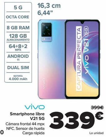 Carrefour Vivo smartphone libre v21 5g oferta