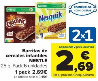 Carrefour Barritas de cereales infantiles nestlé oferta