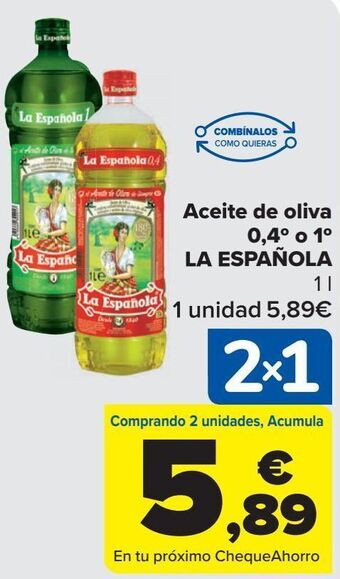 Carrefour Aceite de oliva 0,4º o 1º la española oferta