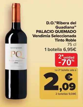 Carrefour D.o. "ribera del guadiana" palacio quemado vendimia seleccionada tinto roble 75 cl oferta
