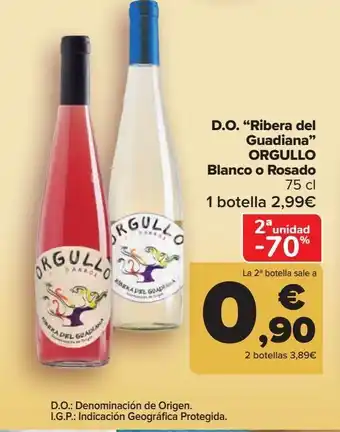 Carrefour D.o. "ribera del guadiana" orgullo blanco o rosado 75 cl oferta