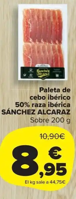 Carrefour Market Paleta de cebo ibérico 50% raza ibérica sánchez alcaraz sobre 200 g oferta