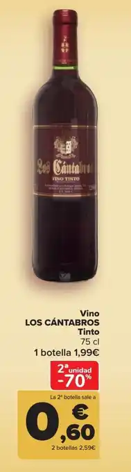 Carrefour Los Cántabros Vino Tinto 75 cl 1 botella oferta