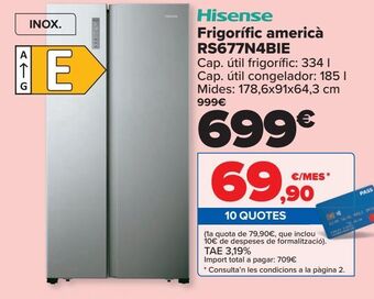 Carrefour Hisense frigorífico americano rs677n4bie oferta