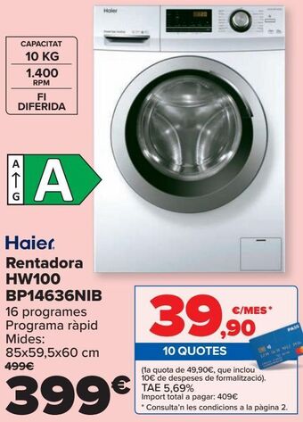 Carrefour Haier lavadora hw100 bp14636nib oferta