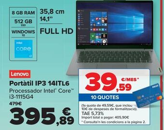Carrefour Lenovo portátil ip3 14itl6 oferta