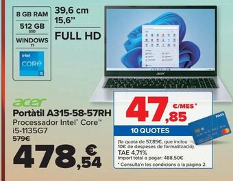 Carrefour Acer portátil a315-58-57rh oferta