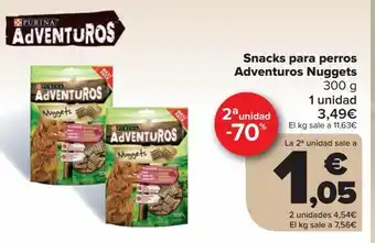 Carrefour Snacks para perros adventuros nuggets purina oferta