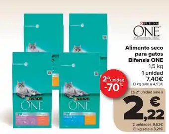 Carrefour Alimento seco para gatos bifensis purina one oferta