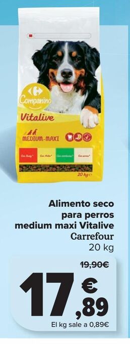 Carrefour Alimento seco para perros médium maxi vitalive carrefour oferta