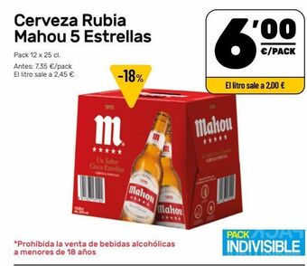 AhorraMas Cerveza rubia mahou oferta